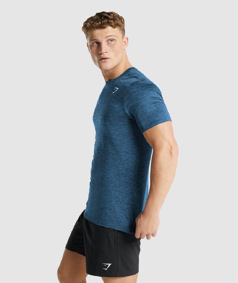 T Shirts Męskie Gymshark Arrival Marl Granatowe | PL 3843HAP